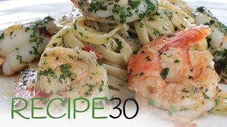 Garlic Linguine Pasta with Shrimp or Prawns [upl. by Anawit143]