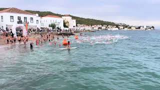 Spetses mini Marathon 2024 1500m open water swim start [upl. by Sirah]