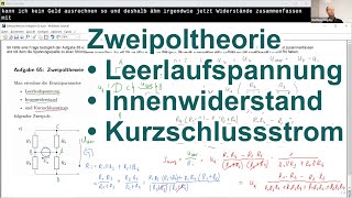 Zweipoltheorie Ersatzwiderstand Leerlaufspannung amp Kurzschlussstrom einer Brückenschaltung Aufg 62 [upl. by Nolitta]