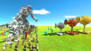 Peashooter Of Evolution VS Mechagodzilla  Gundam  Animal Revolt Battle Simulator [upl. by Lau]