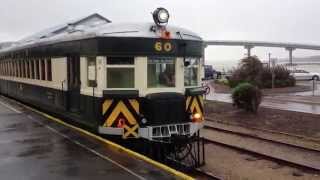 Steam Ranger Model 75 Type Brill Railcar 60 departing Goolwa [upl. by Ijok240]