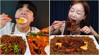 VERY HUNGRY mukbangers ‼️🍜 Insanely BIG bites [upl. by Bernj]