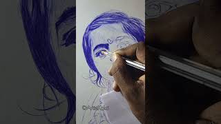 Ballpoint pen Drawing Portrait artistkalai art shorts [upl. by Airdnoed]