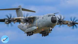 RARE  A400M LOW APPROACH at Airbus Wing Production Factory a400m lowapproach royalairforce [upl. by Redd]