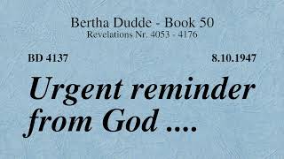 BD 4137  URGENT REMINDER FROM GOD [upl. by Sabino921]