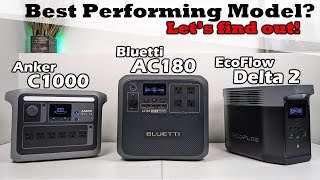 Bluetti AC180  Anker C1000  EcoFlow Delta 2  HEAD TO HEAD Which one WINS [upl. by Bullen]