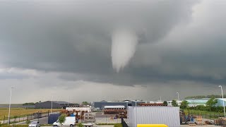 Rare tornado sweeps through Dutch city  AFP [upl. by Tonie]