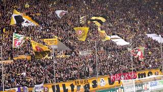 Dynamo Dresden fans chanting quotDy Dy Dy na na na mo mo moquot against Erzgebirge Aue [upl. by Nallek]