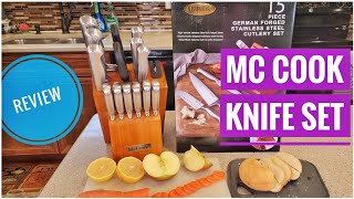 REVIEW McCook MC29 Butcher Block Knife Set 15 Piece Stainless Steel Block Set [upl. by Alvita]