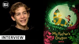 My Fathers Dragon  Jacob Tremblay on giggles with Gaten Matarazzo amp balancing acting amp childhood [upl. by Asilem]