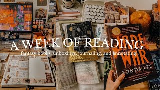 a week of reading fantasy books annotating unboxing books amp journaling ☁️✨ [upl. by Teryn]