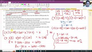 Mixture Worded Problems  Application of Linear equation in one variable Intervention for Calculus [upl. by Yssej]