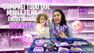 Comprei TUDO QUE MINHA FILHA ENCOSTOU NA COR ROXA no MERCADO [upl. by Fawcett273]