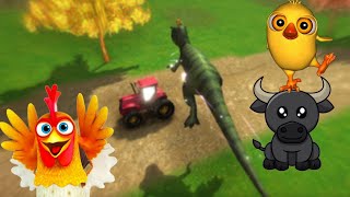 Juegos de Tractores Dinosaurios y Toros 3d  El pollito pio 3D Part14 [upl. by Nolitta]