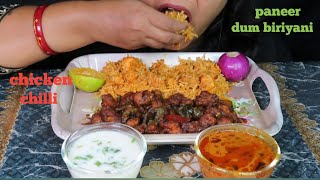 SMALL MEAL ASMRDELICIOUS PANEER DUM BIRIYANI SPICY CHICKEN CHILLI WITH EXTRA GRAVY amp DAHI 😋 [upl. by Lanie]