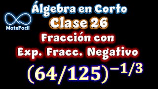 Álgebra En Corto 26  Fracciones con exponente fraccionario negativo [upl. by Sapers]