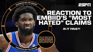 Joel Embiid deems himself the MOST HATED player in the NBA 👀 Numbers on the Board reacts [upl. by Dulci]