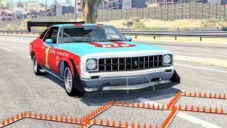 Massive Spike Strip Pileup Crashes 17 – BeamNG Drive  CrashBoomPunk [upl. by Ecirbaf]