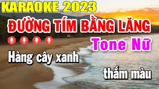 Đường Tím Bằng Lăng Karaoke Tone Nữ Nhạc Sống 2023  Trọng Hiếu [upl. by Ambrogino]