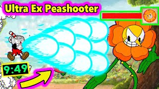 Cuphead  DLC  All Bosses Speedrun Using Ultra Ex Peashooter Healthbars Included [upl. by Hebe]