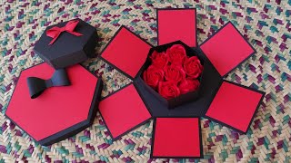 Diy hexagon explosion box assembly and decor perfect valentines gift handmade birthday gif box [upl. by Eniamreg]