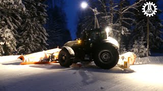 Snow clearing  Valtra T254 with front  sideplow and grader blade Winter 2021 [upl. by Ylrahc]