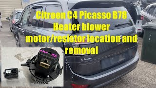 Citroen C4 Picasso blower motorresistor location and removal B7820132019 [upl. by Juliet780]