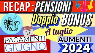 RECAP 👉 PENSIONI 2 BONUS A LUGLIO AUMENTI 2024 VERITÀ AUMENTO MINIME❗️PAGAMENTI INPS GIUGNO RDC [upl. by Snilloc]