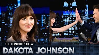 Dakota Johnson Shows a Stunt Video from Madame Web and Plays the Jinx Challenge  The Tonight Show [upl. by Nnaillij]