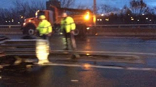 Tractor trailer accident closes part of I91 in Hartford [upl. by Auqenet]