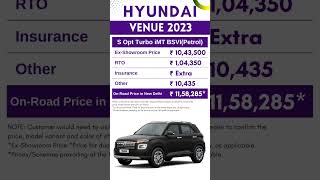 New Hyundai VENUE S Opt Turbo iMT BSVI Petrol On Road Price May 2023  Hyundai Car  CarLenaHai [upl. by Cathee]