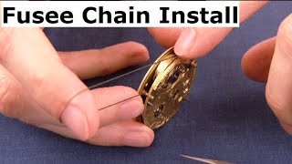 Fusee chain installation English pocket watch restoration and repair [upl. by Mikahs767]