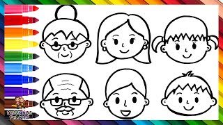 Desenhar e Colorir uma Família Avós Pais e Crianças 👵🏻👴🏻👩👨👧👦🌈 Desenhos para Crianças [upl. by Aidul805]