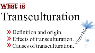 What is Transculturation in urdu Effects causes education transcultural transculturation [upl. by Idak423]