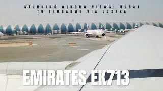 Zimbabwe Adventure Window Seat Views Over Dubai Lusaka amp Harare  Emirates Boeing 777300ER [upl. by Ronoc]