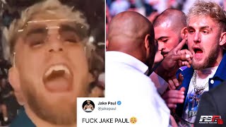 JAKE PAUL BURSTS OUT LAUGHING AS CROWD CHANT quotF JAKEquot AT UFC 261amp IS CONFRONTED BY DANIEL CORMIER [upl. by Ihcekn]