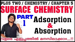 Surface Chemistry  Plus Two Chemistry Chapter 5 in malayalam  Adsorption amp Absorption  Part 1 [upl. by Arhez]