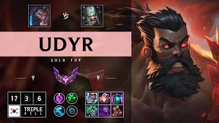 Udyr Top vs Tryndamere Triple Kill Legendary  KR Master Patch 1415 [upl. by Limay]