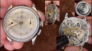 Baume amp Mercier Geneve Swiss Vintage Chronograph Watch Movement sound Appearance etc [upl. by Aoket]