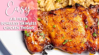 Easy Air Fryer Boneless Skinless Chicken Thighs Recipe  Munchy Goddess [upl. by Rosalind]