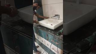 table top wash basin installation  how to install table top wash basin plumbing plumber shorts [upl. by Calie]