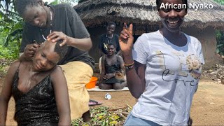 Shaving Hair in my Village lifestyle villagelife world africa [upl. by Huai400]