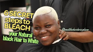 6 SECRET steps to BLEACH your Natural black Hair to White metthebarbersplace [upl. by Lein294]