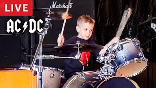 ACDC  Thunderstruck 5 year old Drummer LIVE [upl. by Ynos]