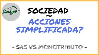 ✏️ Que son las SAS ❓ SOCIEDAD por ACCIONES SIMPLIFICADA  Comparativa MONOTRIBUTO vs SAS [upl. by Lebasiram371]