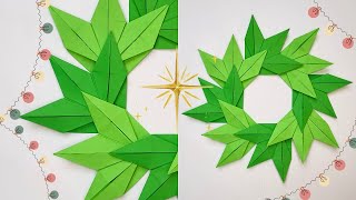 Origami CHRISTMAS WREATH  How to make a paper wreath [upl. by Berky]