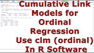 Cumulative Link Models for Ordinal Regression Use clm ordinal With In R Software [upl. by Weinert844]