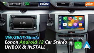 Unboxing amp Installing 2023 Eonon VWA12S Android 13 Car Radio on Volkswagen  CarPlay amp Android Auto [upl. by Pooley]