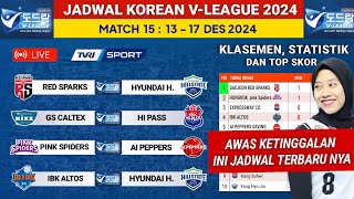 Jadwal Liga Voli Korea 2024 Pink Spiders vs Red Sparks  Klasemen Terbaru Dan TopSkor Megawati [upl. by Kirchner]