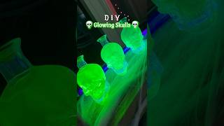 DIY GLOWING SKULLS 💀 This Halloween decor is so easy and fun diyhalloweendecor halloweendiy [upl. by Ainitsirk385]